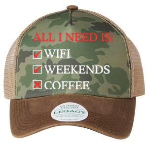 All I Need Is Wifi Weekends Coffee Legacy Tie Dye Trucker Hat