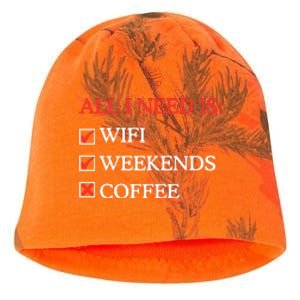 All I Need Is Wifi Weekends Coffee Kati - Camo Knit Beanie