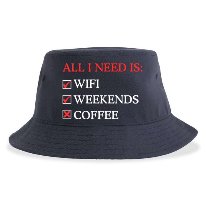 All I Need Is Wifi Weekends Coffee Sustainable Bucket Hat