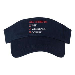 All I Need Is Wifi Weekends Coffee Valucap Bio-Washed Visor