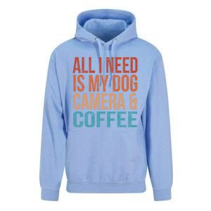 All I Need Is My Dog Coffee And My Camera Photographer Gift Unisex Surf Hoodie