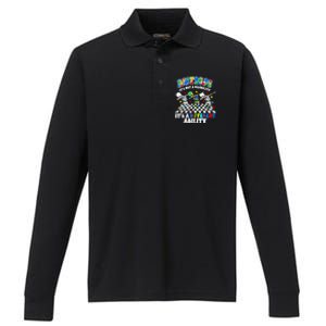 Autism ItS Not A Disability Dab Skeleton Autism Awareness Cool Gift Performance Long Sleeve Polo