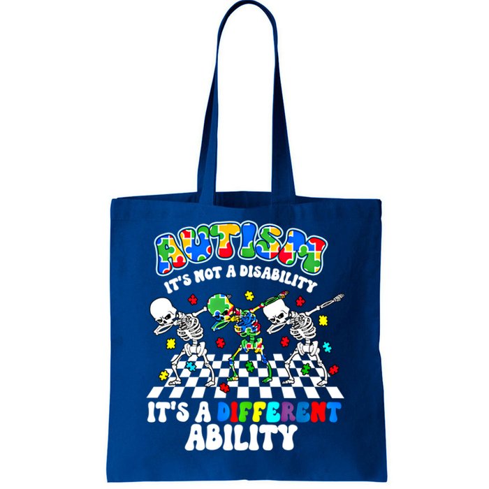 Autism ItS Not A Disability Dab Skeleton Autism Awareness Cool Gift Tote Bag