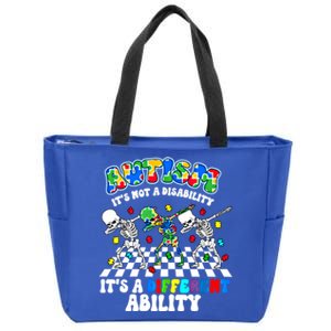 Autism ItS Not A Disability Dab Skeleton Autism Awareness Cool Gift Zip Tote Bag