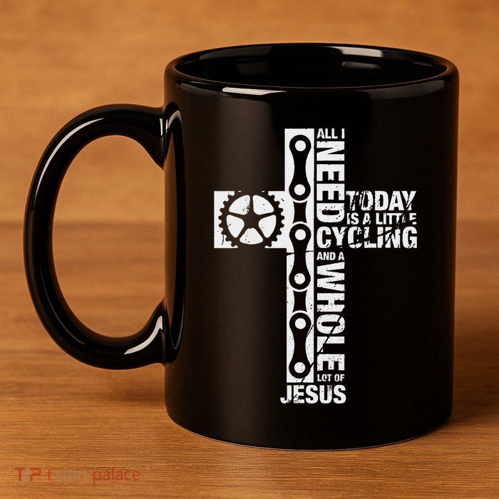 All I Need Is Cycling And Jesus Christian Religious 11oz C Handle Ceramic Mug