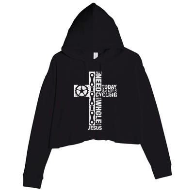 All I Need Is Cycling And Jesus Christian Religious Crop Fleece Hoodie