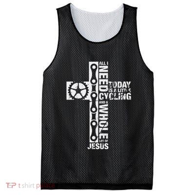 All I Need Is Cycling And Jesus Christian Religious Mesh Reversible Basketball Jersey Tank