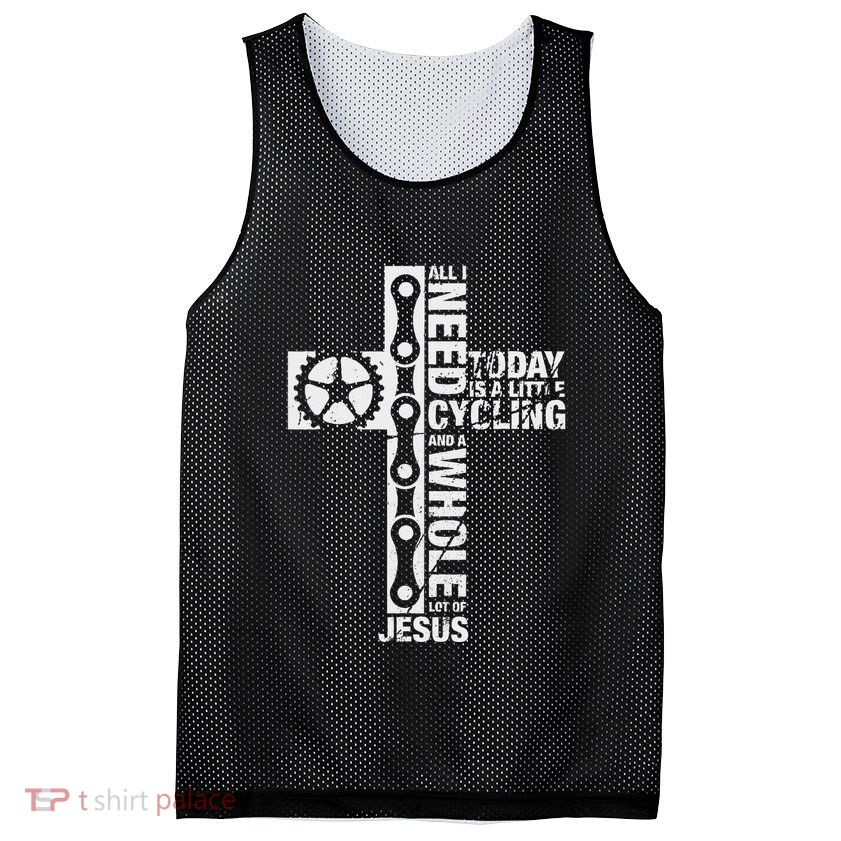 All I Need Is Cycling And Jesus Christian Religious Mesh Reversible Basketball Jersey Tank