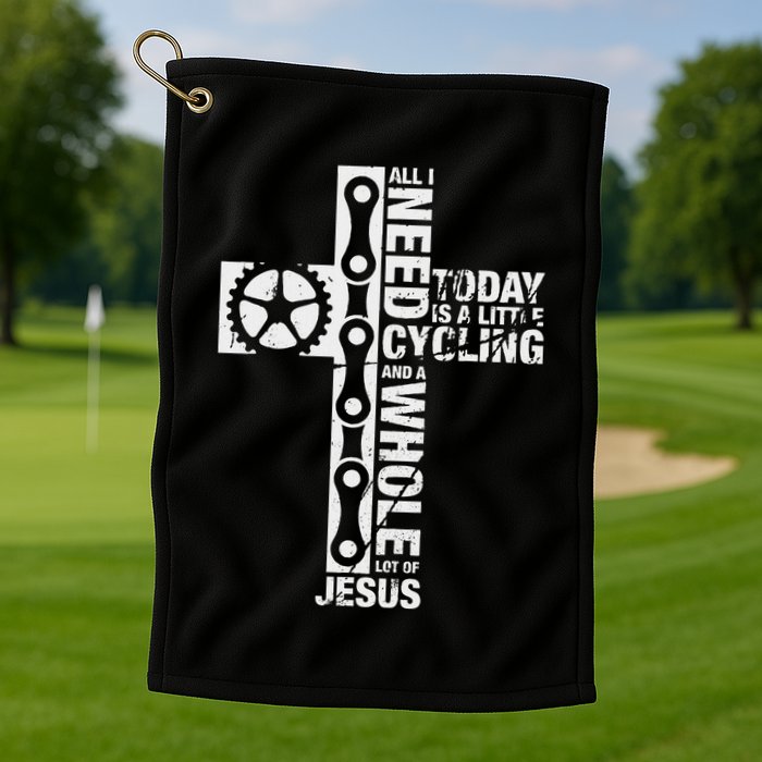 All I Need Is Cycling And Jesus Christian Religious Golf Towel