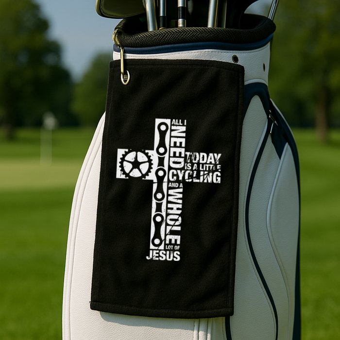 All I Need Is Cycling And Jesus Christian Religious Golf Towel