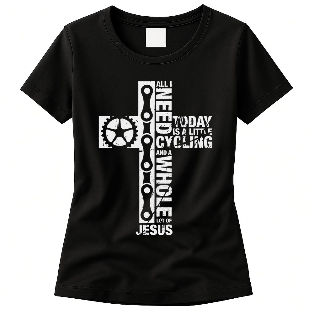 All I Need Is Cycling And Jesus Christian Religious Womens T-Shirt