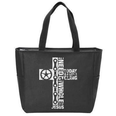 All I Need Is Cycling And Jesus Christian Religious Zip Tote Bag
