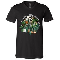 All I Need Is Coffee And Plants Skeletons Coffee Lover V-Neck T-Shirt