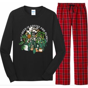 All I Need Is Coffee And Plants Skeletons Coffee Lover Long Sleeve Pajama Set