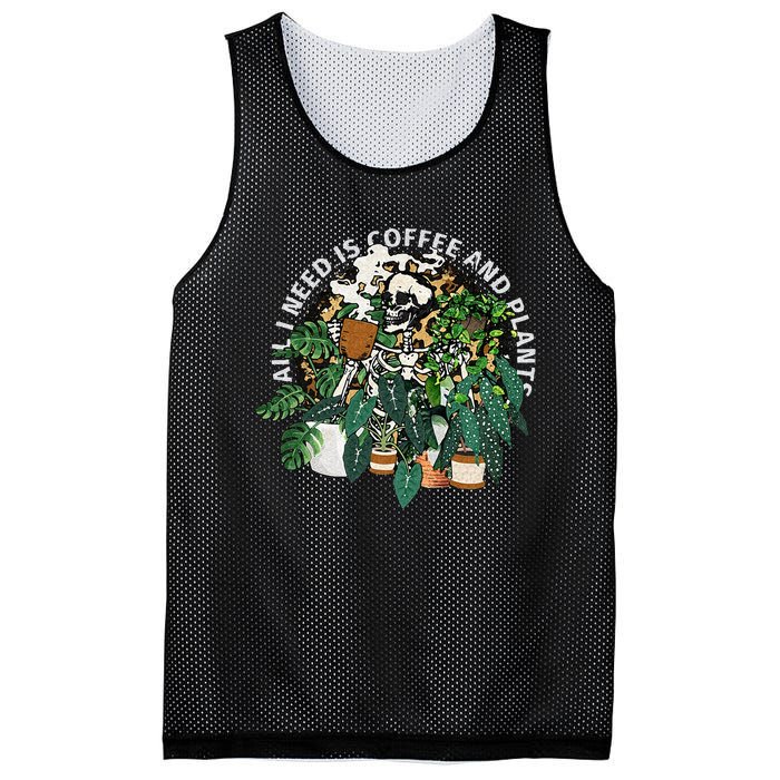 All I Need Is Coffee And Plants Skeletons Coffee Lover Mesh Reversible Basketball Jersey Tank