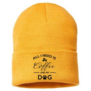 All I Need Is Coffee And My Dog Caffeine Lovers Gift Sustainable Knit Beanie