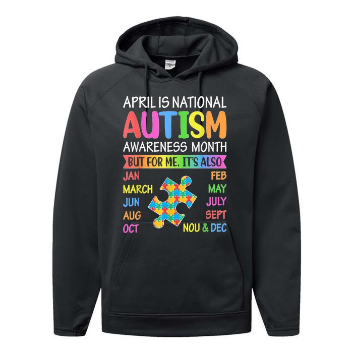 April Is National Autism Awareness Month Performance Fleece Hoodie