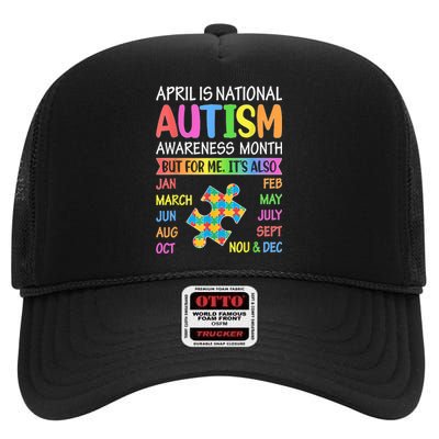 April Is National Autism Awareness Month High Crown Mesh Back Trucker Hat