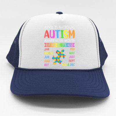 April Is National Autism Awareness Month Trucker Hat