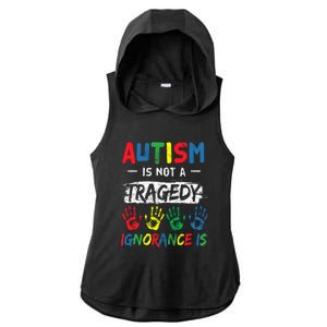 Autism Is Not A Tragedy Support Awareness Acceptance Love Cute Gift Ladies PosiCharge Tri-Blend Wicking Draft Hoodie Tank