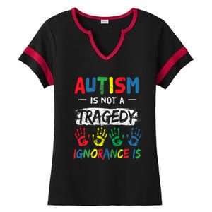 Autism Is Not A Tragedy Support Awareness Acceptance Love Cute Gift Ladies Halftime Notch Neck Tee