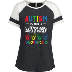 Autism Is Not A Tragedy Support Awareness Acceptance Love Cute Gift Enza Ladies Jersey Colorblock Tee