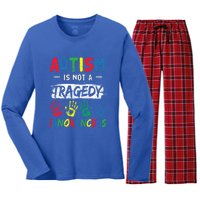 Autism Is Not A Tragedy Support Awareness Acceptance Love Cute Gift Women's Long Sleeve Flannel Pajama Set 