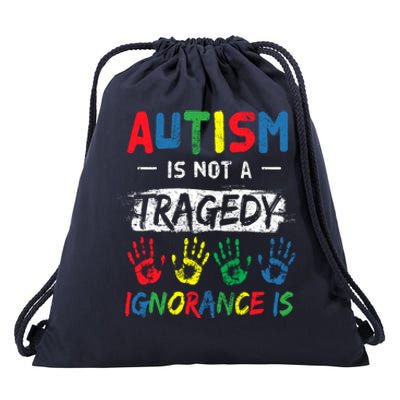 Autism Is Not A Tragedy Support Awareness Acceptance Love Cute Gift Drawstring Bag