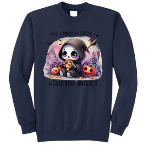 All I Need Is Pizza And Horror Movies Cute Skeleton Happy Sweatshirt