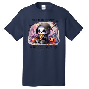 All I Need Is Pizza And Horror Movies Cute Skeleton Happy Tall T-Shirt