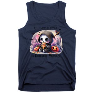 All I Need Is Pizza And Horror Movies Cute Skeleton Happy Tank Top