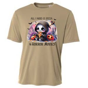 All I Need Is Pizza And Horror Movies Cute Skeleton Happy Cooling Performance Crew T-Shirt