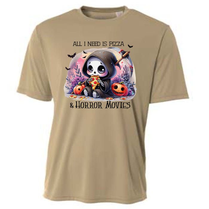 All I Need Is Pizza And Horror Movies Cute Skeleton Happy Cooling Performance Crew T-Shirt