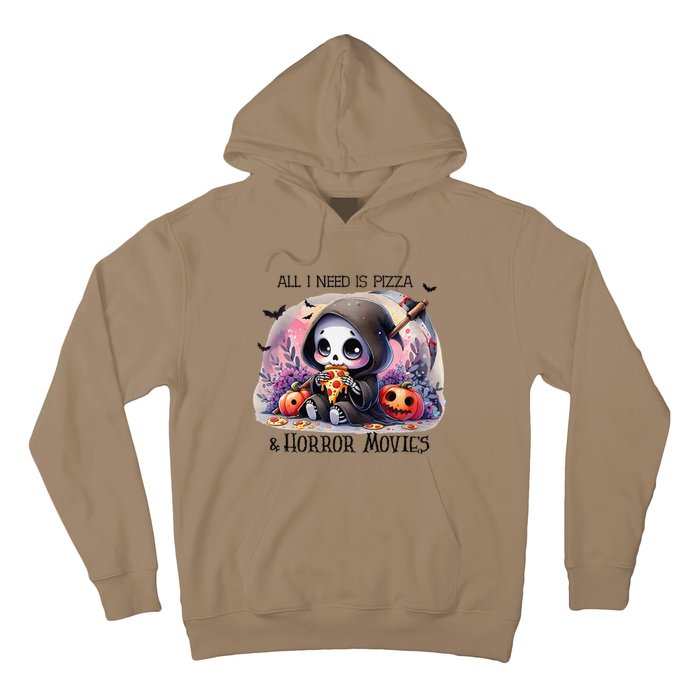 All I Need Is Pizza And Horror Movies Cute Skeleton Happy Hoodie