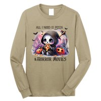 All I Need Is Pizza And Horror Movies Cute Skeleton Happy Long Sleeve Shirt