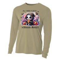 All I Need Is Pizza And Horror Movies Cute Skeleton Happy Cooling Performance Long Sleeve Crew