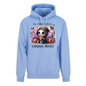 All I Need Is Pizza And Horror Movies Cute Skeleton Happy Unisex Surf Hoodie