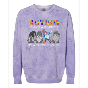 Autism It's Not A Disability It's A Different Ability Gnomes Gift Colorblast Crewneck Sweatshirt