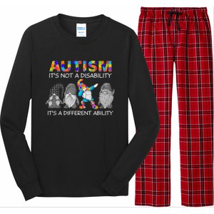 Autism It's Not A Disability It's A Different Ability Gnomes Gift Long Sleeve Pajama Set