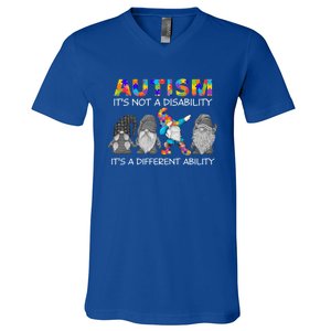 Autism It's Not A Disability It's A Different Ability Gnomes Gift V-Neck T-Shirt