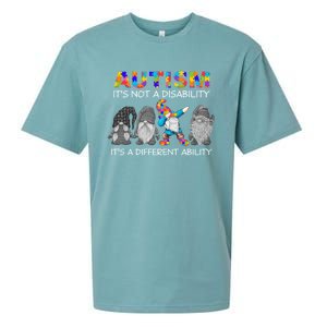 Autism It's Not A Disability It's A Different Ability Gnomes Gift Sueded Cloud Jersey T-Shirt