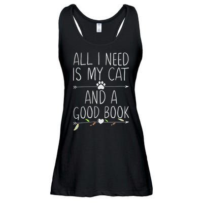All I Need Is My Cat And A Good Book Ladies Essential Flowy Tank