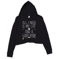 All I Need Is My Cat And A Good Book Crop Fleece Hoodie