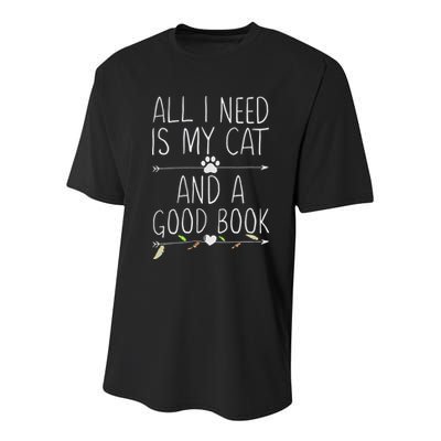 All I Need Is My Cat And A Good Book Youth Performance Sprint T-Shirt
