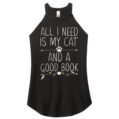 All I Need Is My Cat And A Good Book Women's Perfect Tri Rocker Tank