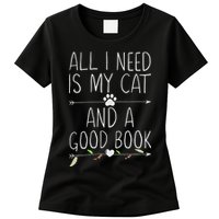 All I Need Is My Cat And A Good Book Womens T-Shirt