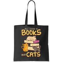 All I Need Is Books And Cats Adorable Book Obsessed Cat Mom Tote Bag