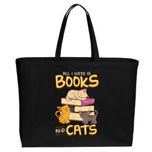 All I Need Is Books And Cats Adorable Book Obsessed Cat Mom Cotton Canvas Jumbo Tote