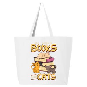 All I Need Is Books And Cats Adorable Book Obsessed Cat Mom 25L Jumbo Tote