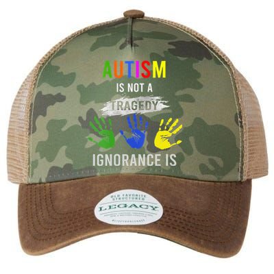 Autism Is Not A Tragedy Ignorance Is Funny Autism Legacy Tie Dye Trucker Hat